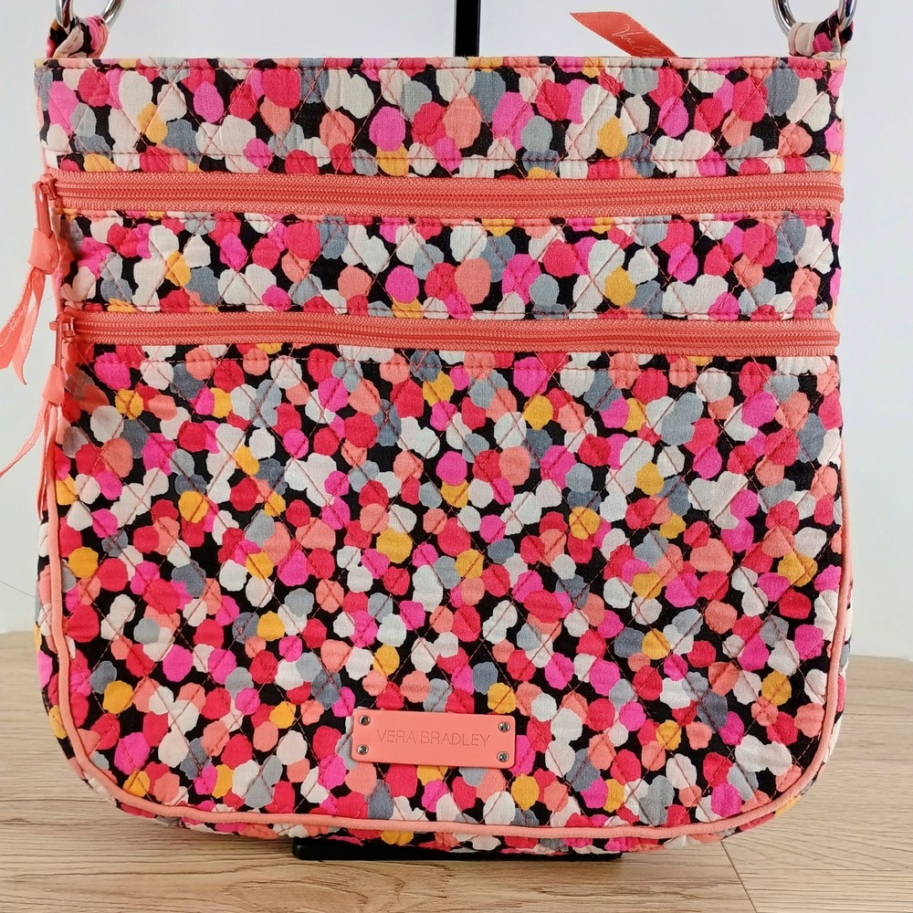 Vera Bradley‎ Triple Zip Hipster Crossbody Bag Pixie Confetti Quilted Cotton